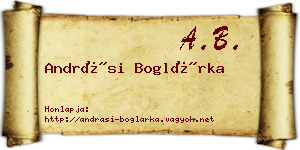 Andrási Boglárka névjegykártya